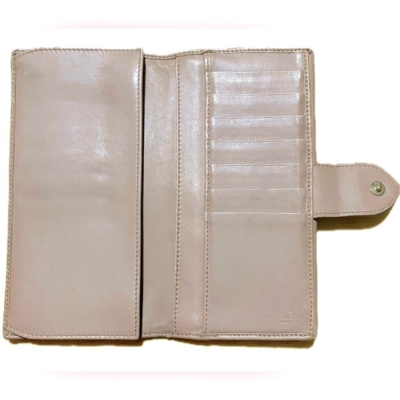 Gucci Diamante Heart Canvas Long Wallet, Brown/Pink Beige Leather - Picture 5 of 16